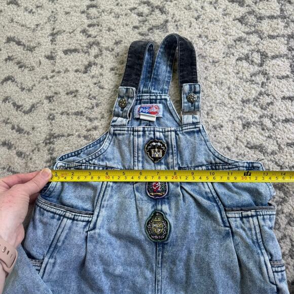 VTG 90s Acid Washed Denim Overalls with princess castle by Popsicle Sz 4 - Picture 11 of 12